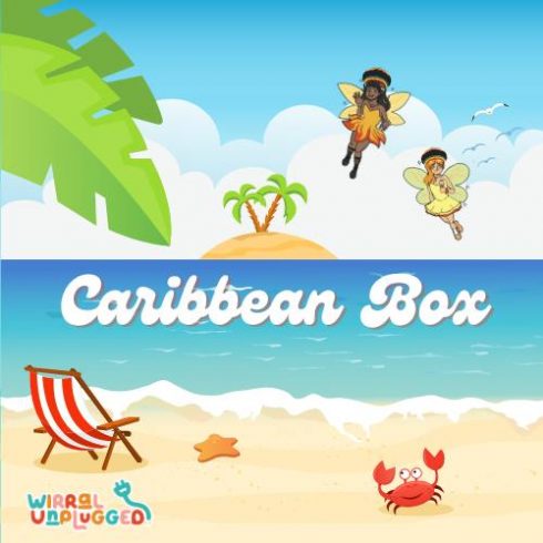 Caribbean box image of cartoon caribbean island