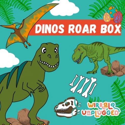 Graphic for the dino roar kids activity box